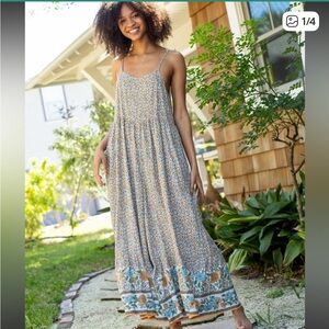 NATURAL LIFE, Zoe Jumpsuit, Cream Floral Border, Size SMALL